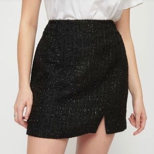 Shiny Black Tweed Skirt